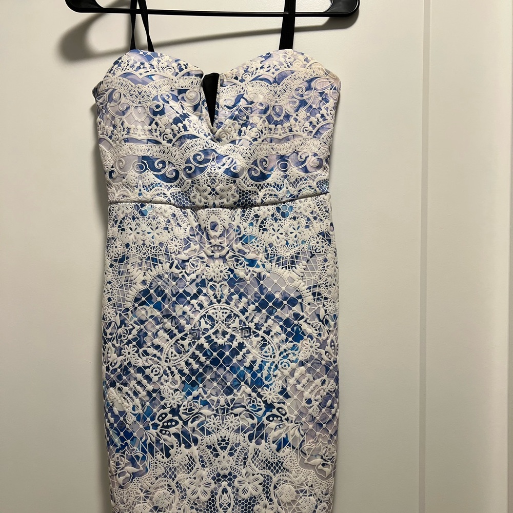 Lipsy London blue & white fitted dress